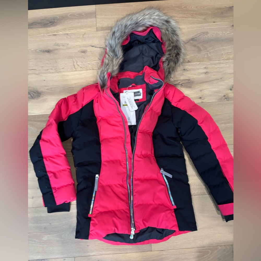 Spyder Kids Puffer Jacket in Fuchsia and Black